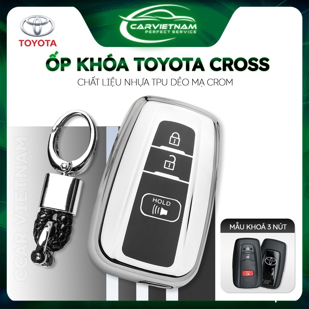 Ốp Khóa Ô Tô Toyota Cross (3 nút) Nhựa TPU Dẻo Cao Cấp - Bao Khóa Bảo Vệ Chìa Khóa Xe Hơi Hạn Chế Trầy Xước