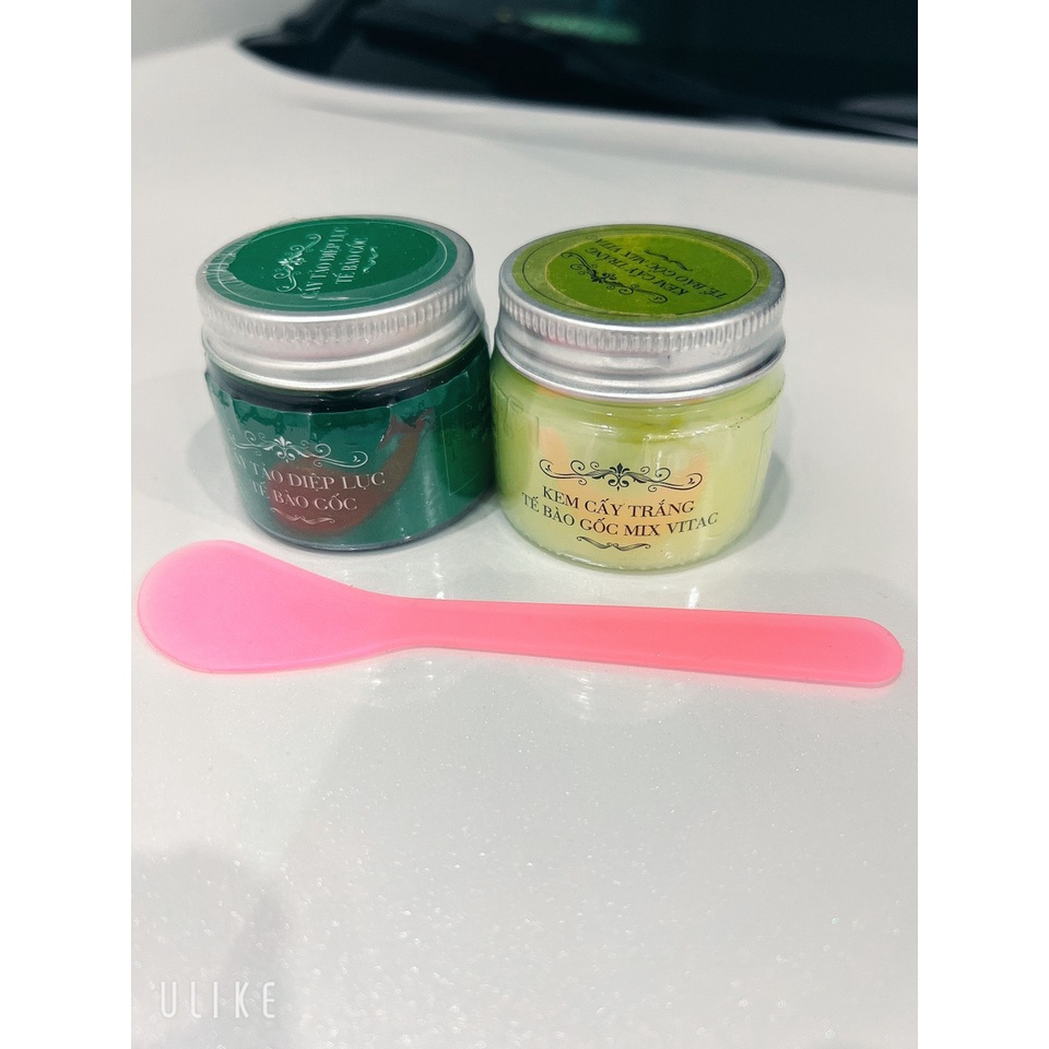 Combo cấy tảo diệp lục tế bào gốc, kem cấy trắng tế bào gốc mix vitac tặng thìa trộn, bát , cọ quét