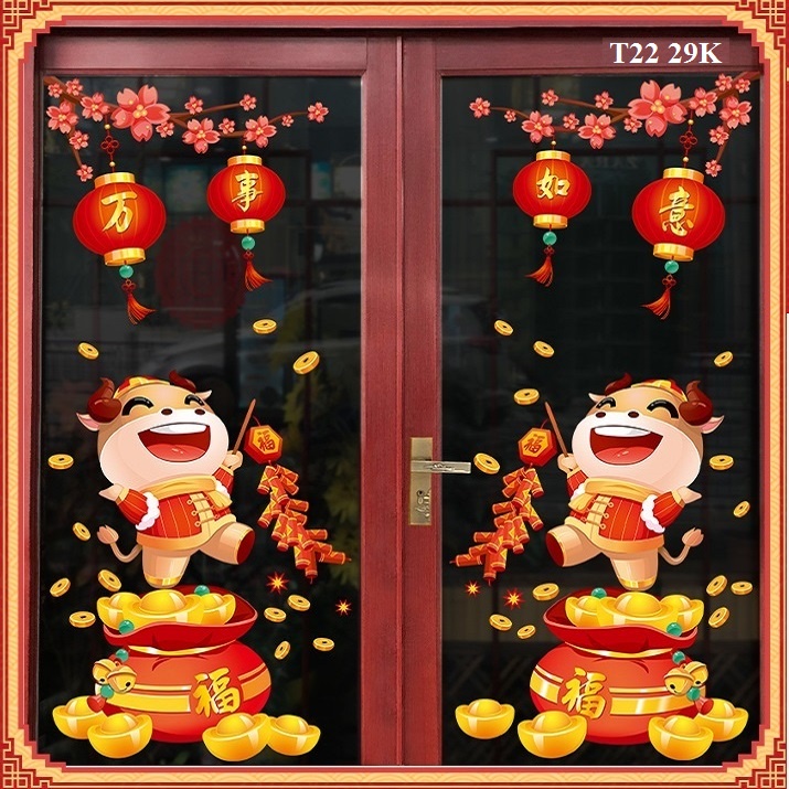 Decal năm mới trang trí cửa kính, decal trang trí Tết, đón tài lộc vào nhà | BigBuy360 - bigbuy360.vn