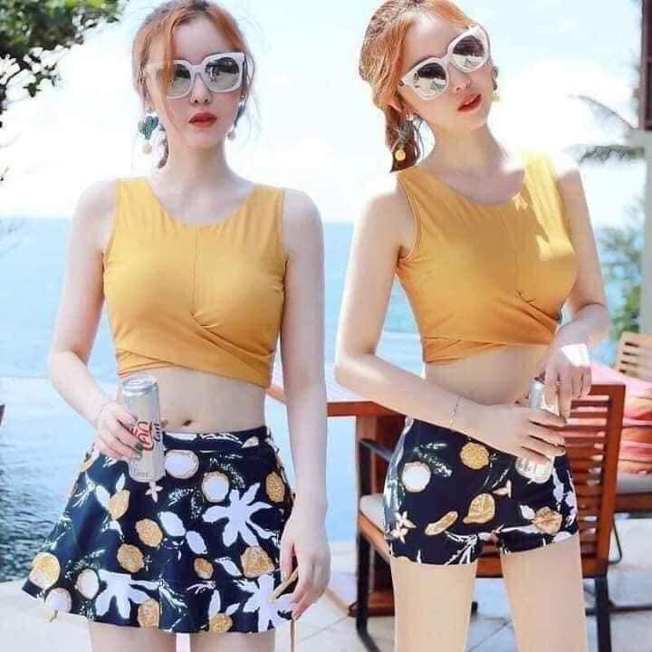 Bộ Bơi 3 Mảnh Đi Biển Siêu Hot (Màu Vàng Và Màu Đỏ)