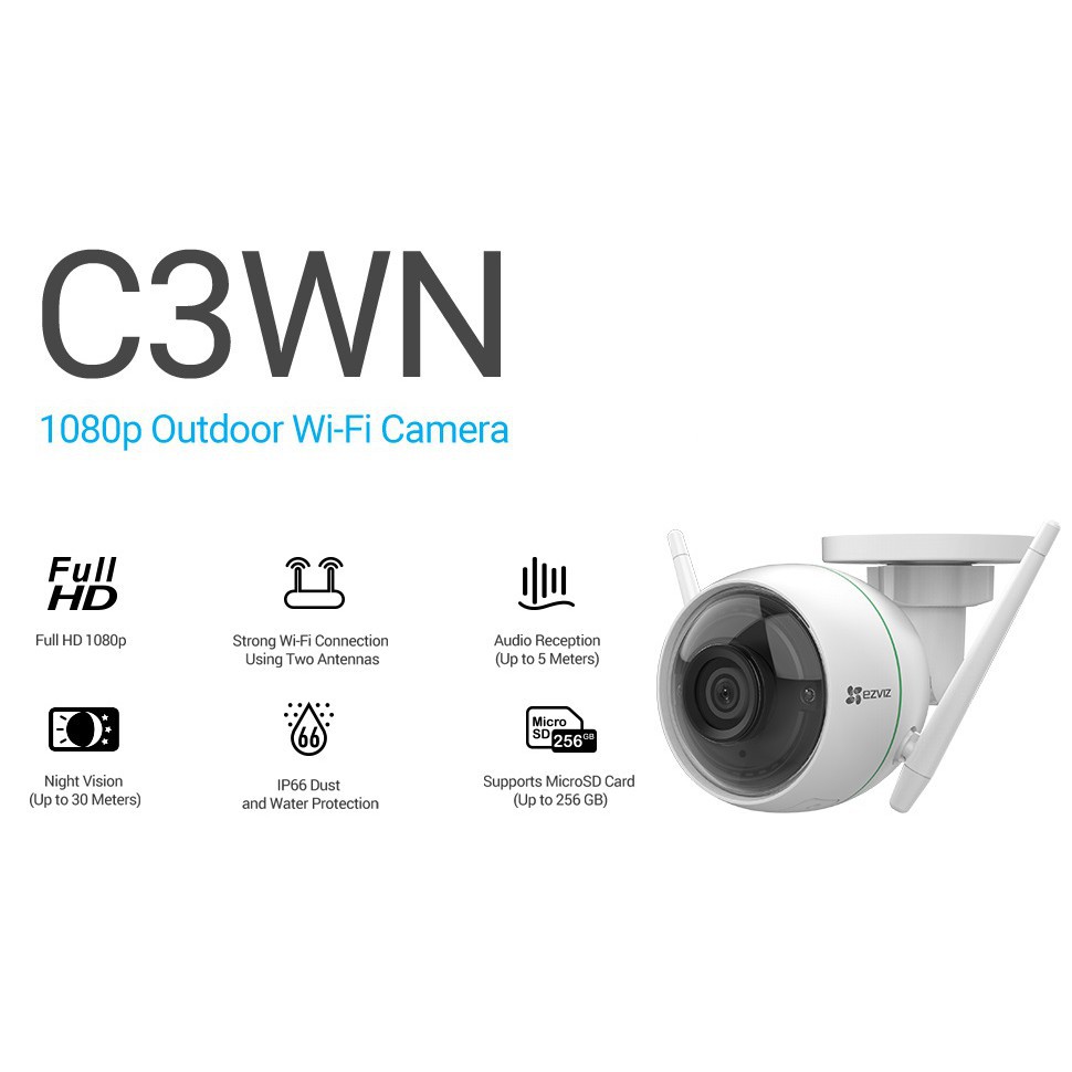 Camera WIFI ngoài trời 2.0MP EZVIZ C3TN 1080P, Hàng Chính Hãng