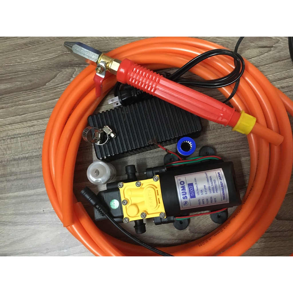 Bộ máy rửa xe mini 12V công suất 5L - bộ máy bơm mini 12v sumo