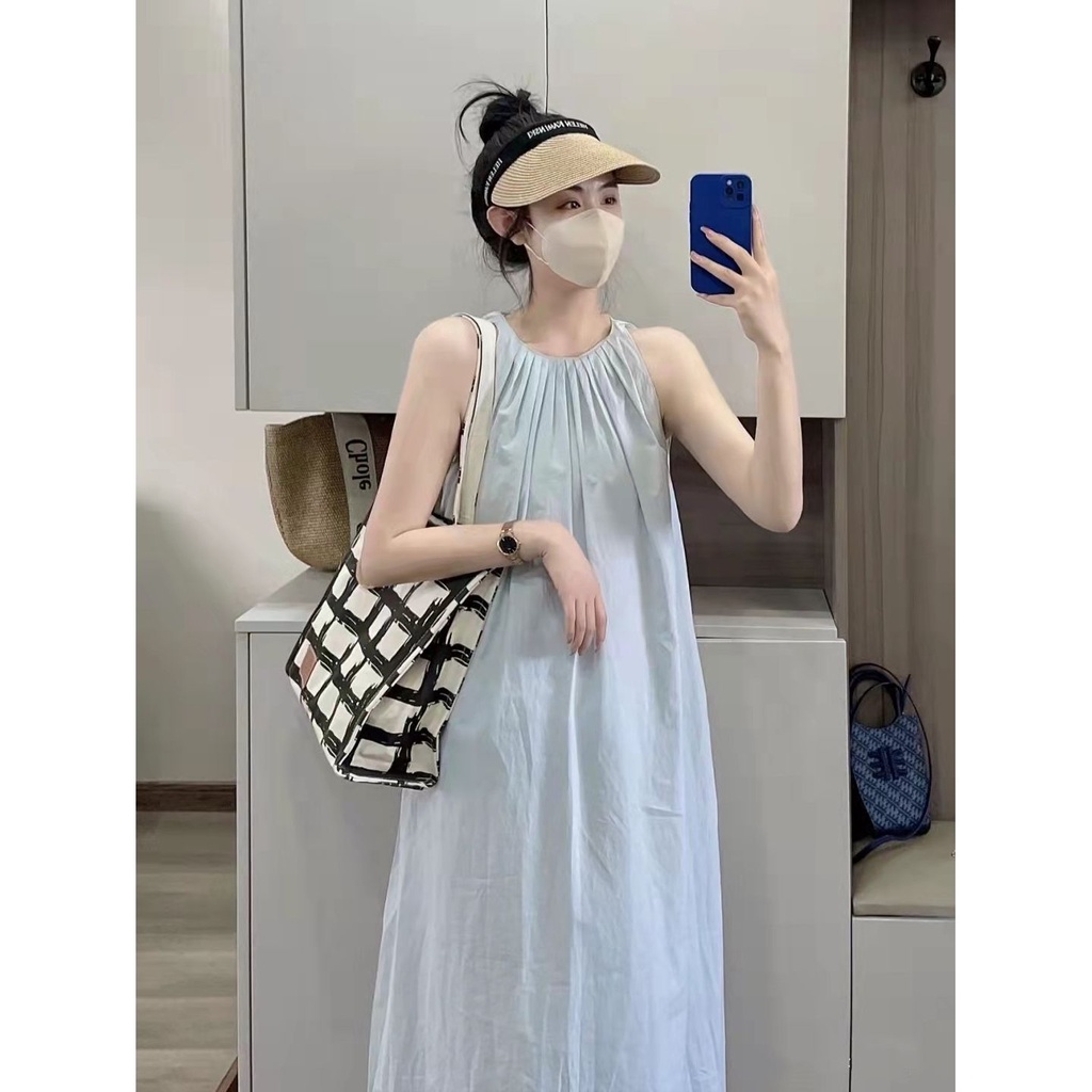 Đầm Dài Dáng Chữ A Không Tay Cổ Tròn Phong Cách Hàn Quốc Thời Trang Hàng Mới Dành Cho Bạn Nữ