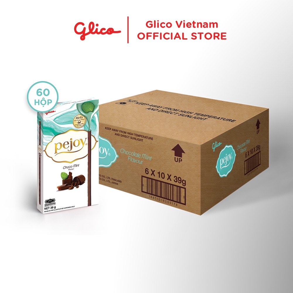 [Mua 50 hộp tặng 10 hộp] Bánh que nhân kem socola bạc hà GLICO Pejoy Choco Mint Flavour 39g