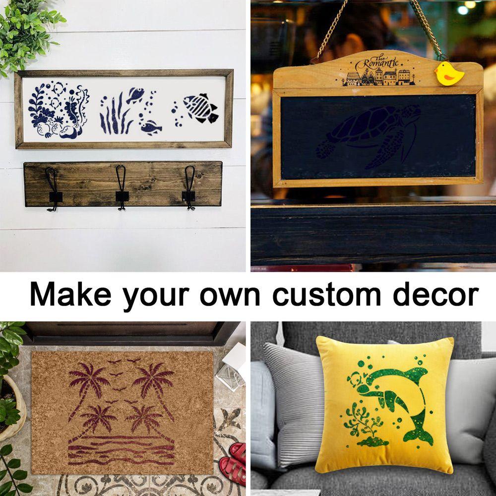 Khuôn Vẽ Tranh Hình Sinh Vật Biển Bằng Gỗ DIY