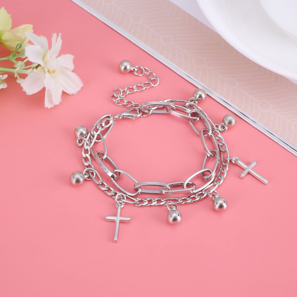 [Mã FAMAYFA giảm 10K đơn 50K] Lắc tay hai lớp chữ thập phong cách Hàn Quốc trẻ trung cho nam nữ | BigBuy360 - bigbuy360.vn