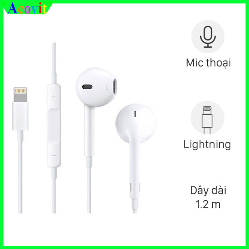 Tai nghe Dây IP 7Plus Tới 13 Pro max Chân Lightning zin, Loại xịn , Chất lượng âm thanh chuẩn Tai bóc hộp Acovit