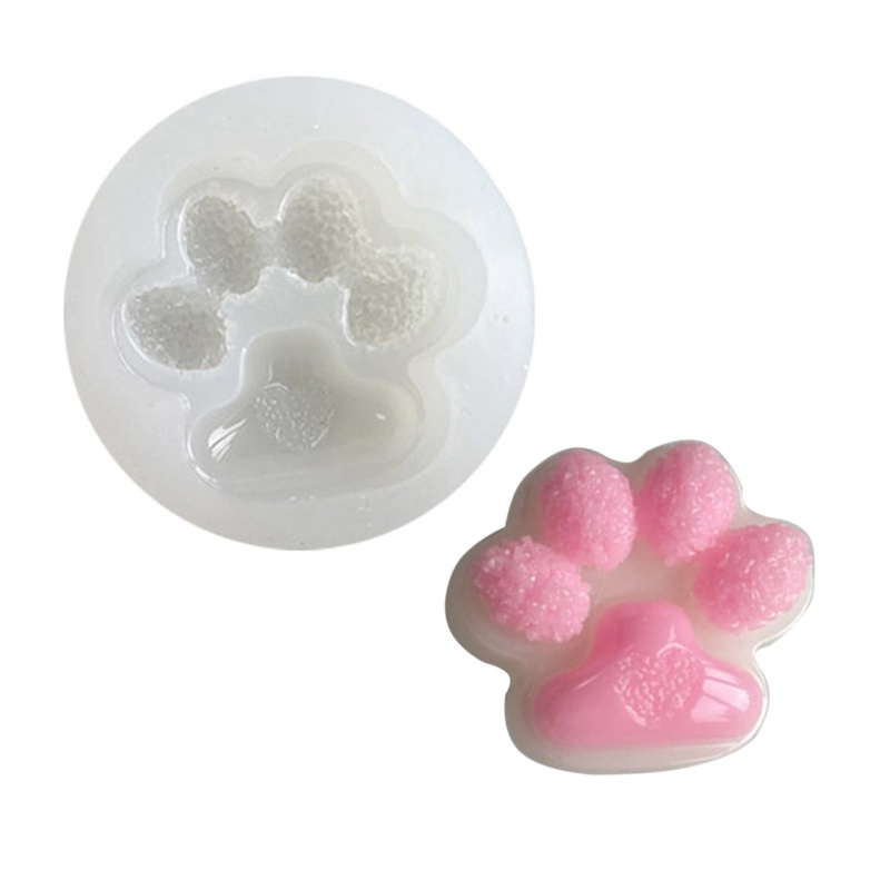 Sa Khuôn Silicone Làm Móc Khóa Hình Dấu Chân Mèo Sáng Bóng DIY