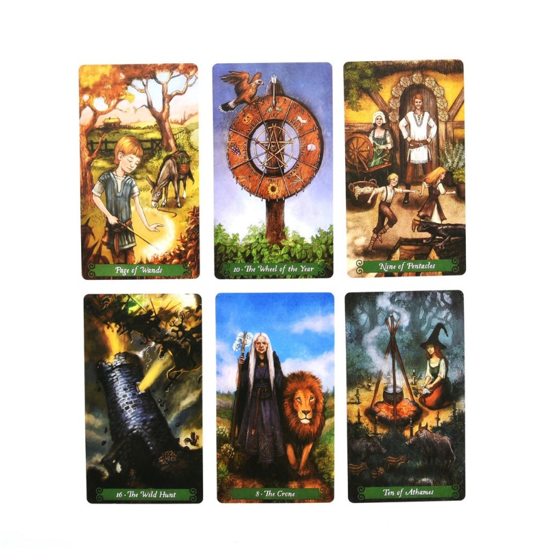 Bộ 78 Lá Bài Tarot Hình Phù Thủy Màu Xanh Lá Thẻ