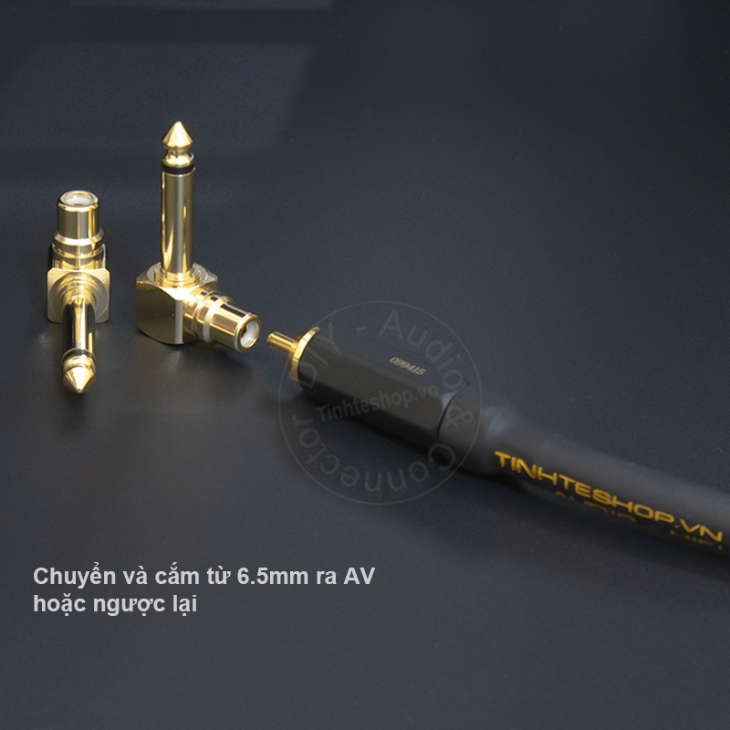 Jack 6 ly sang AV - Đầu chuyển đổi âm thanh AV sang 6,5mm bẻ góc mạ vàng 24K 5U