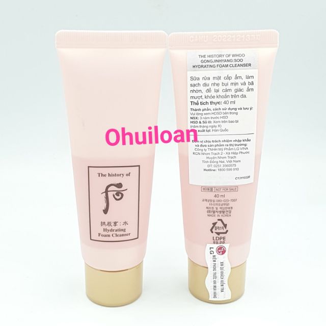 Sữa rửa mặt kiềm dầu whoo hồng Hydrating foam cleanser 40ml
