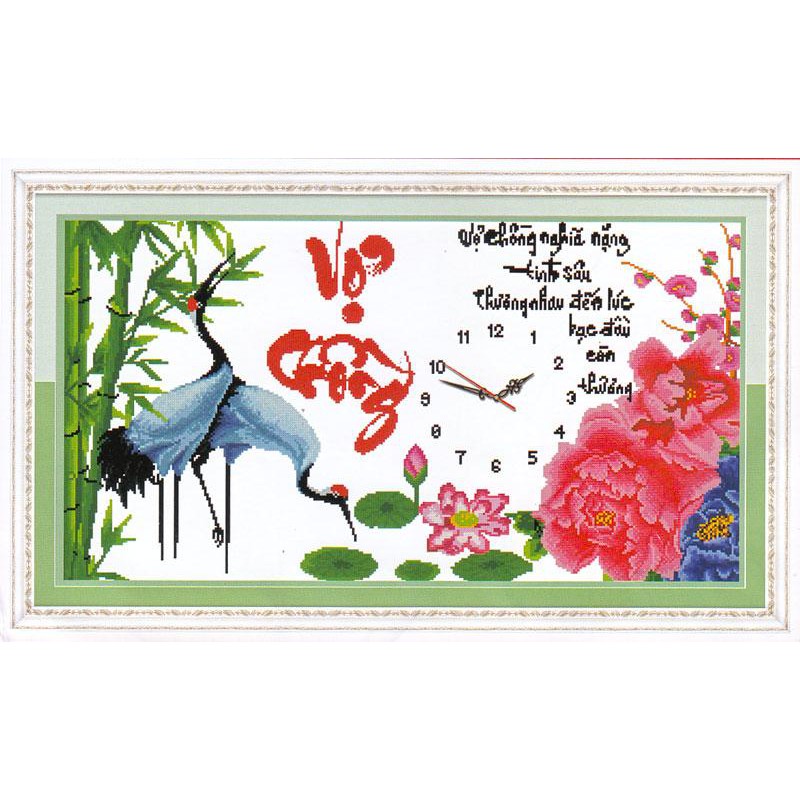 Tranh Thêu Chữ Thập Đồng Hồ Vợ Chồng Nghĩa Nặng Tình Sâu 222851 , EVA8015 (KHÁCH TỰ THÊU) KT:82X48CM