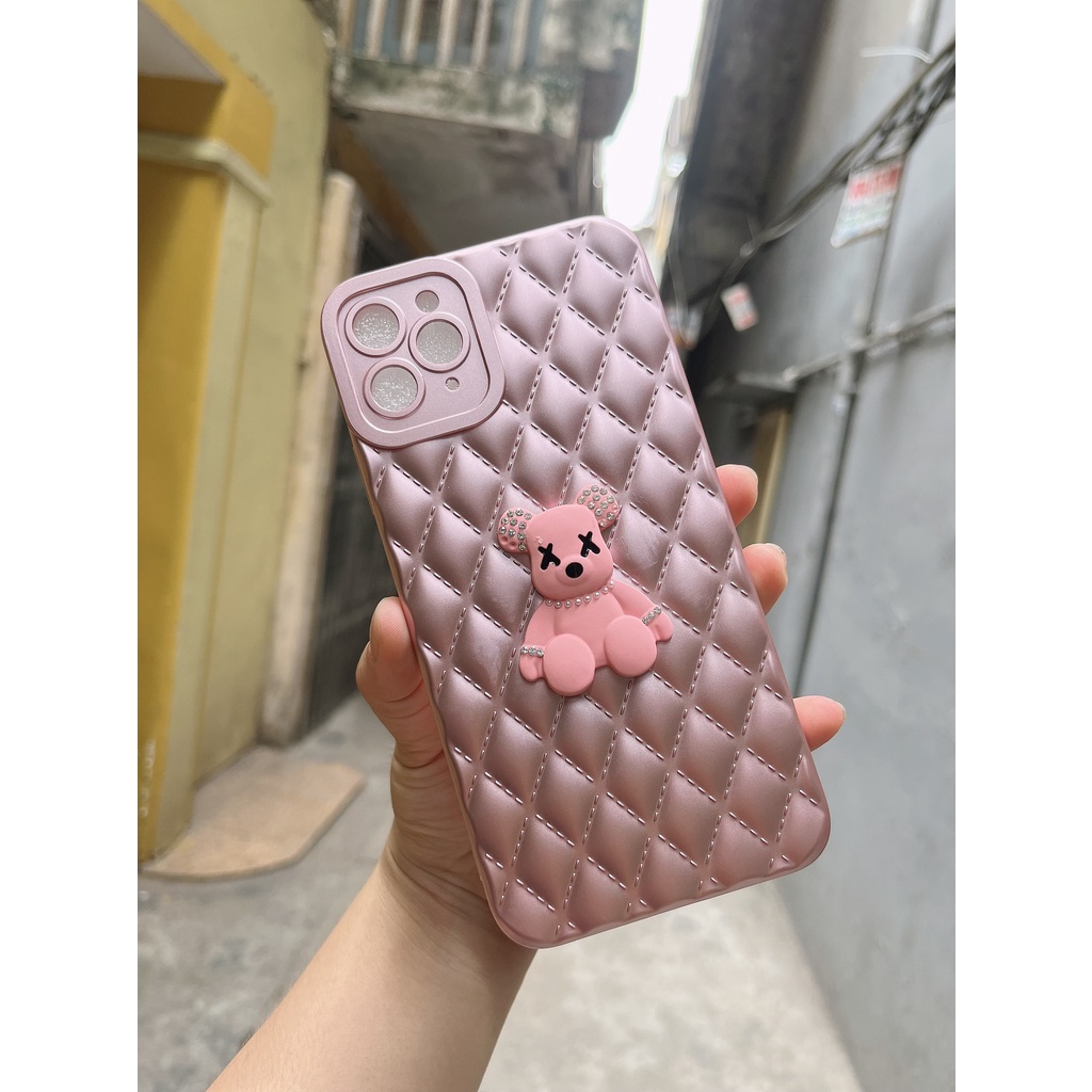 CUTE VIỀN VUÔNG BẢO VỆ CAMERAỐp Điện Thoại Hình Gấu 3D QUẢ TRÁM Cho Iphone X XS 11 12 13 PRO MAX SAMSUNG A12 A03