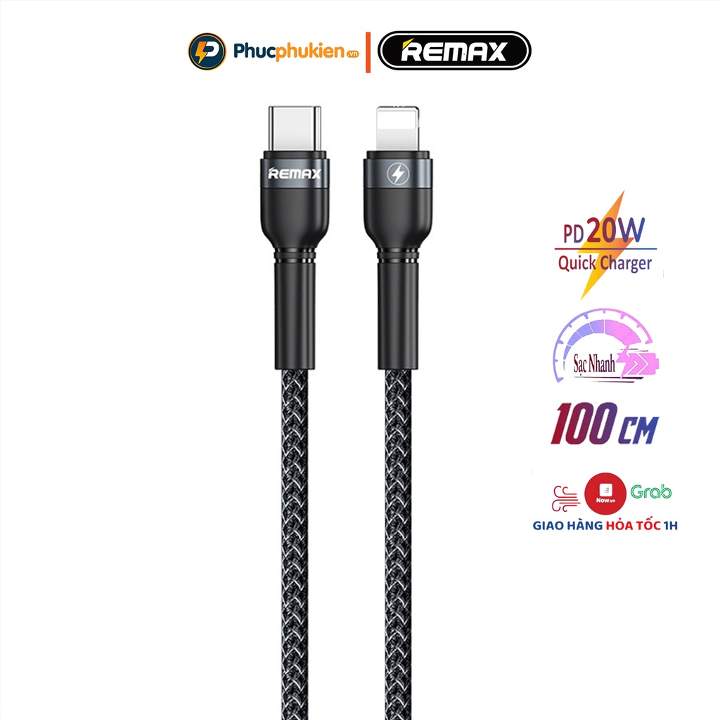 Dây sạc nhanh 20w chính hãng Remax 171i hỗ trợ sạc nhanh 20w chuẩn PD sạc đầy 50% pin chỉ 30 phút - Phúc Phụ Kiện HCM