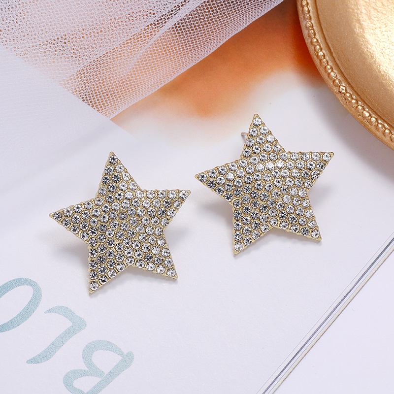 Bông Tai Đính Đá Hình Ngôi Sao Phong Cách Thời Trang Âu Mỹ