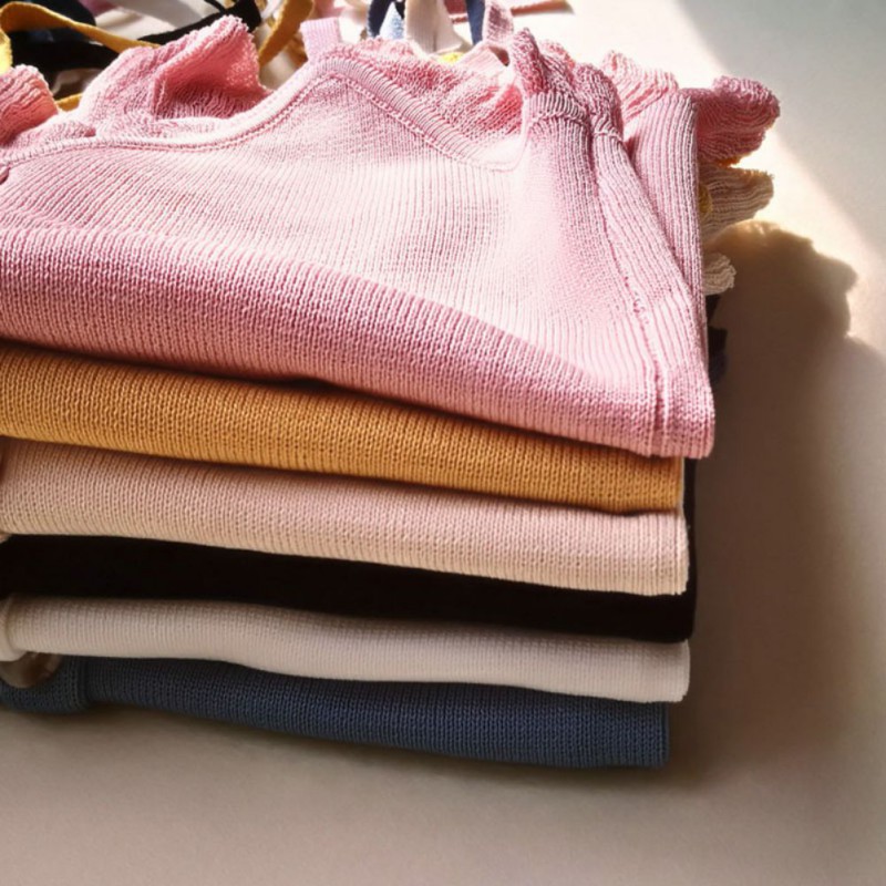 Áo nữ không tay phối nút thời trang vải Cotton