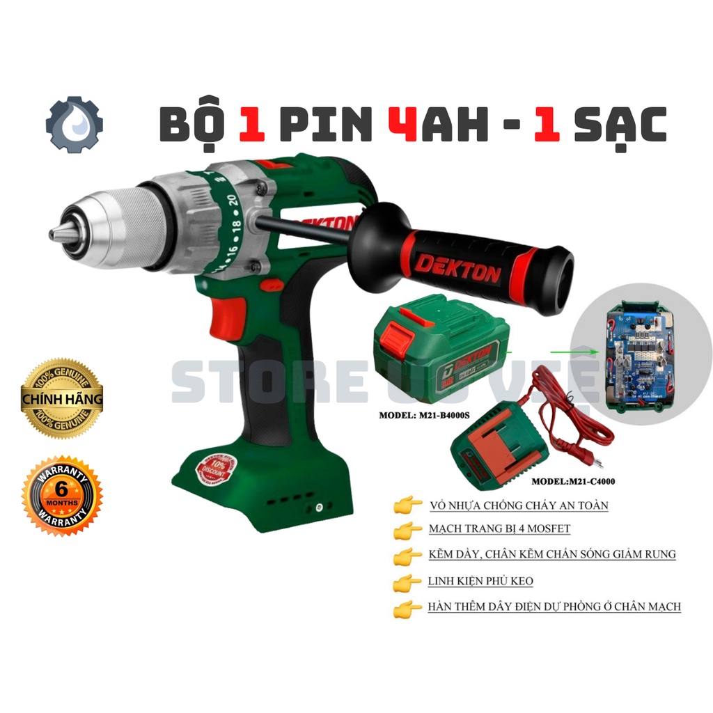 MÁY KHOAN PIN DEKTON M21-ID1390BL ĐẦU AUTOLOCK 13MM