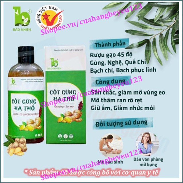 [330ml] Cốt gừng hạ thổ Bảo Nhiên - giảm mỡ giảm eo cho Mẹ sau sinh (Việt Nam)