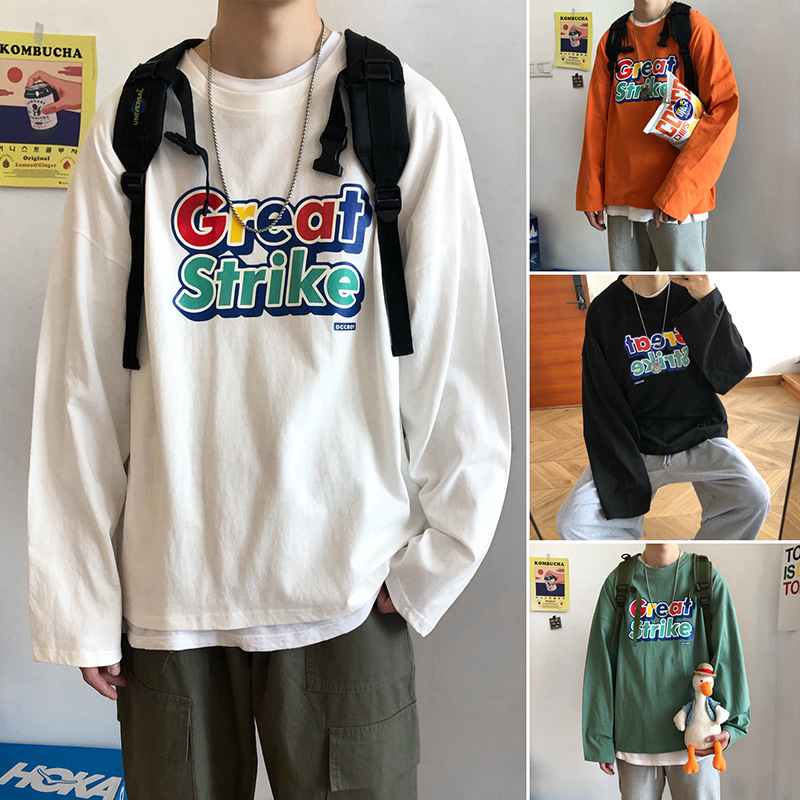 Áo Thun Tay Dài Cổ Tròn Form Rộng Thời Trang Cho Nam | BigBuy360 - bigbuy360.vn