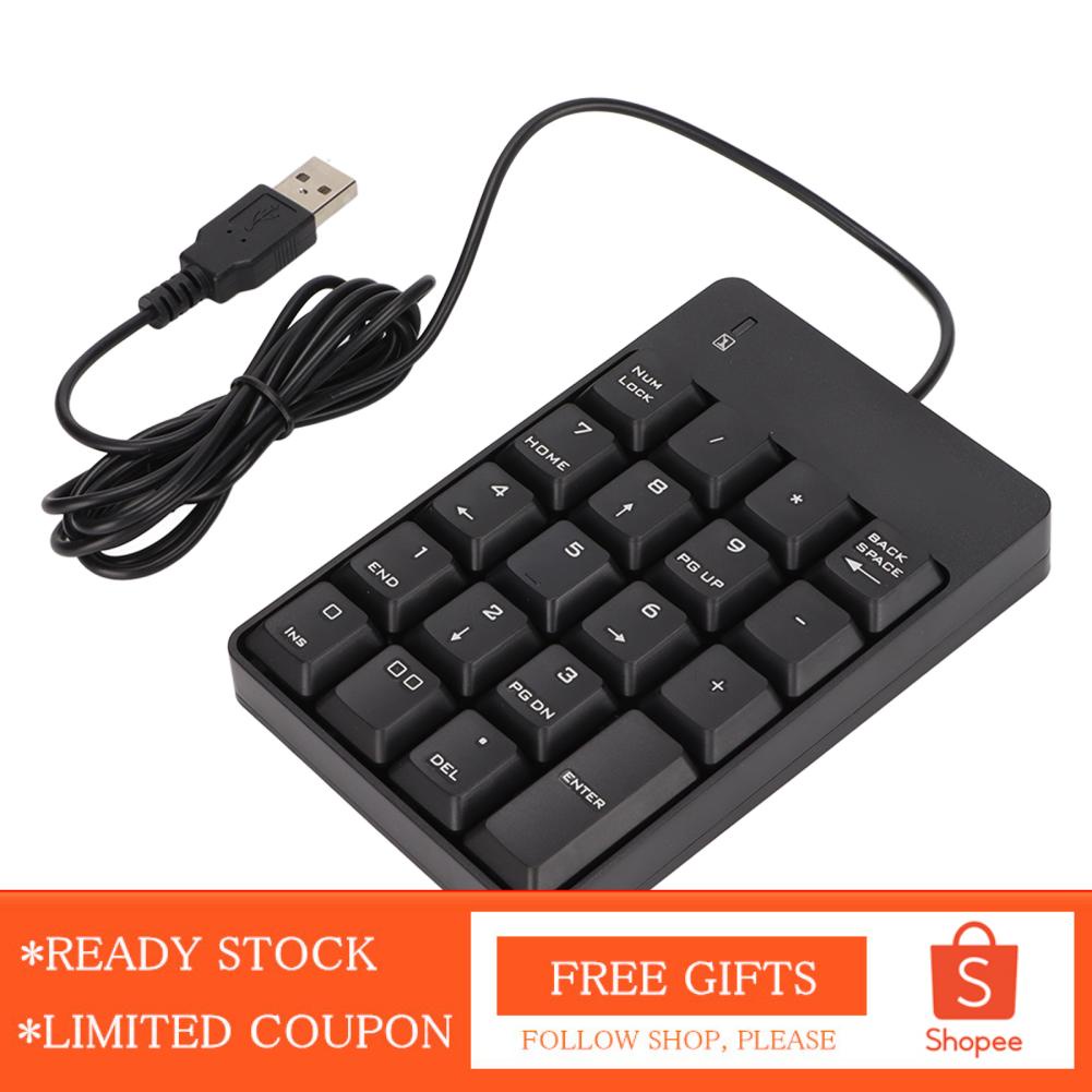 Alwaysonline Number Pad Wired 19 Key USB Interface Drive Free Portable Black Laptop Numeric Keypad for Office Bank Super Market