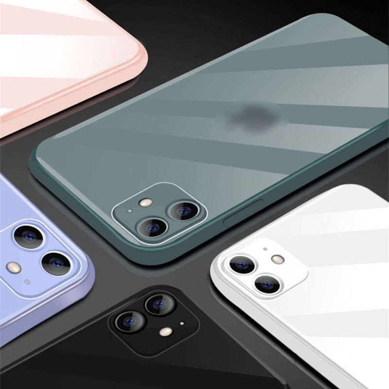 Ốp điện thoại mặt kính bảo vệ camera kiểu dáng đơn giản thích hợp cho IPhone 13 12 11 Pro Max XS Max XR X 8 7 Plus