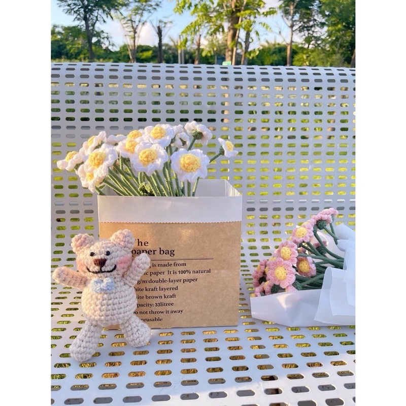 Hoa cúc baby/hoa cúc xuyến chi móc bằng len handmade