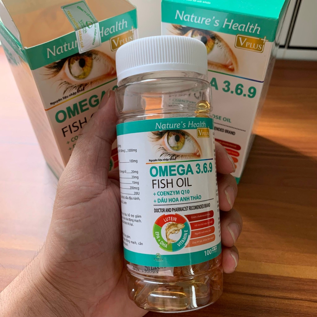 Viên dầu cá Omega 3 6 9 Fish oil Bổ não, sáng mắt, khỏe mạnh tim mạch, tăng cường trí nhớ - Hộp 100 viên