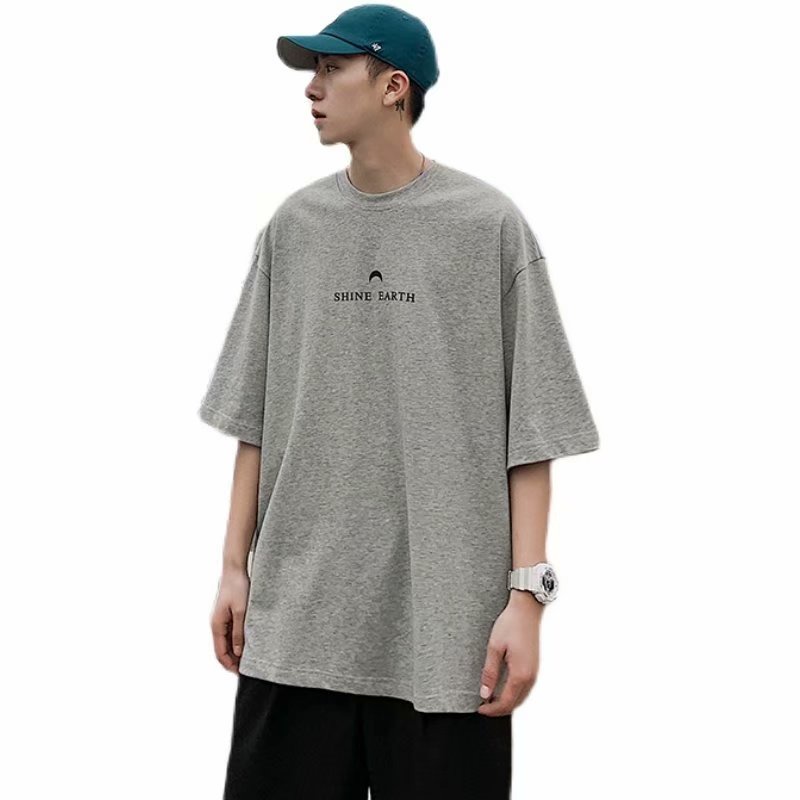 Áo Thun Tay Ngắn Cổ Tròn Dáng Rộng In Chữ Phong Cách Nhật Bản Thời Trang Cho Nam Size S-8XL