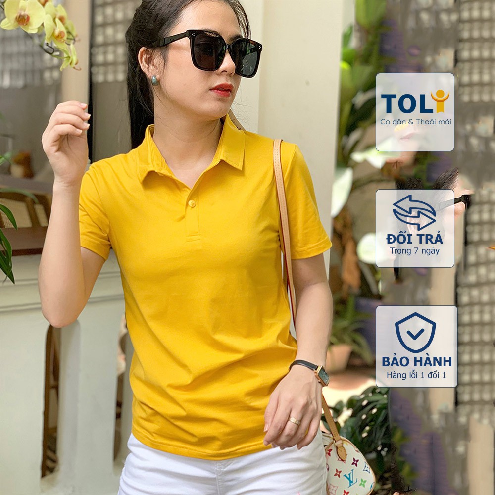 Áo thun nữ Cổ Sơ Mi (Cổ trụ) TOLI, chất cotton 4 chiều mềm mịn, co dãn Màu Vàng