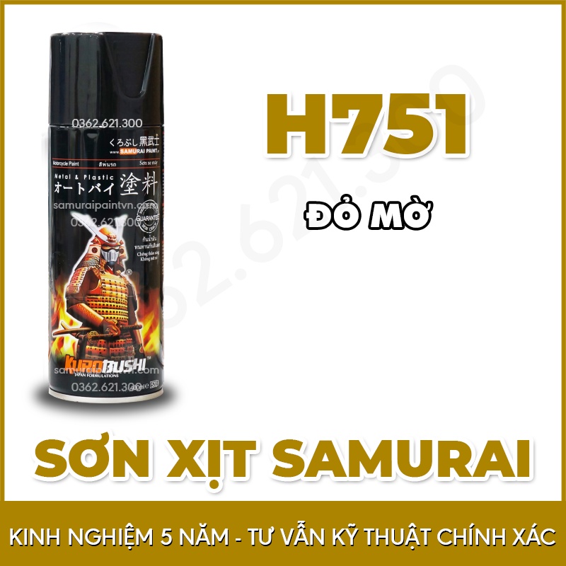 Sơn samurai màu đỏ mờ H751 - Sơn xịt samurai