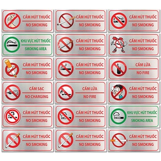 Cấm hút thuốc, biển báo No smoking, bảng báo No smoking, bảng cấm hút thuốc, khu vực hút thuốc in UV trên alu cao cấp