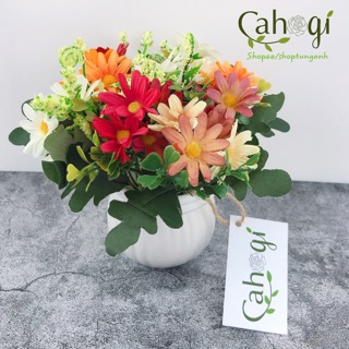 Hoa Giả - Chậu Hoa Cúc Vintage Cắm Sẵn Nhỏ Xinh