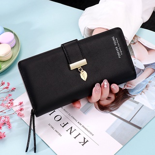 Ví nữ cầm tay da mềm trơn khóa gập móc lá xinh xắn LILA JAL98
