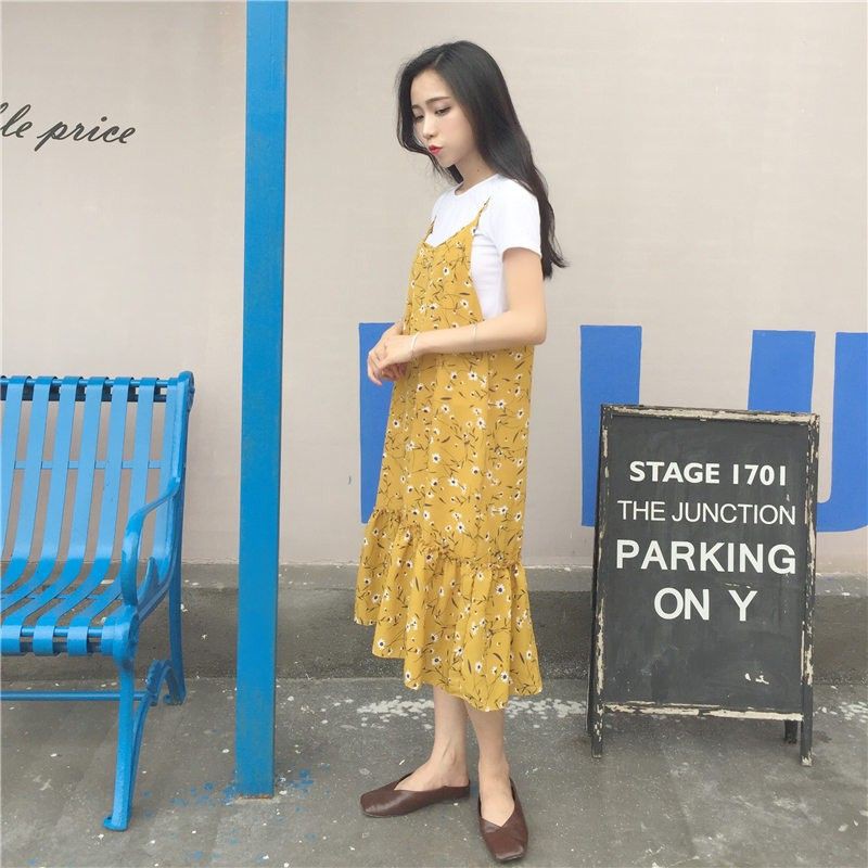 [ORDER] Váy Hoa Nhí Vàng Đuôi Cá FREESHIP Váy Hoa Nhí Hàn Quốc trẻ trung đáng yêu Cao Cấp