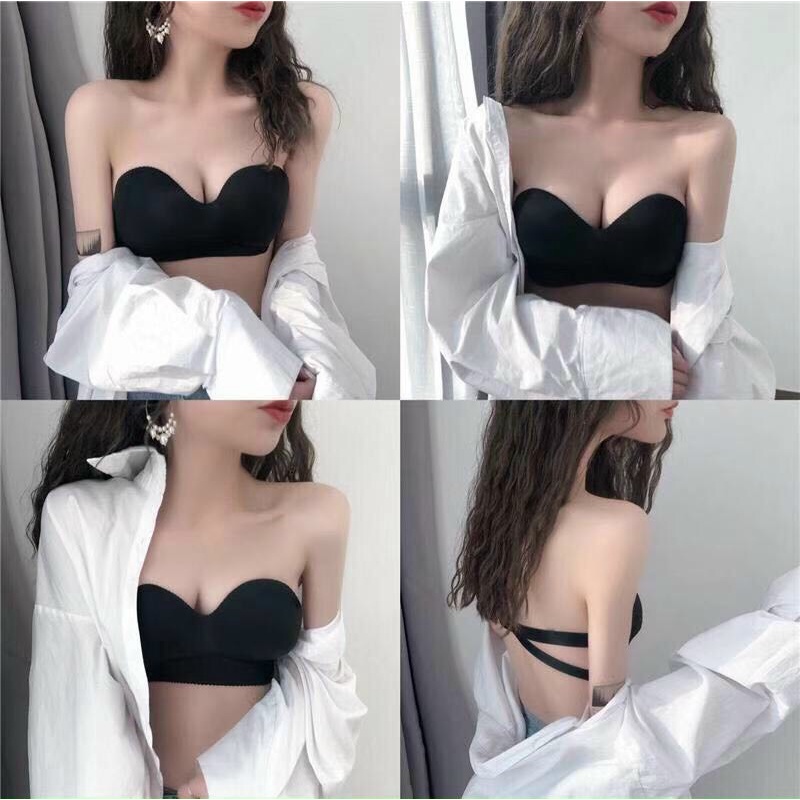 Áo ngực không dây nâng ngực chống trượt- Bobu Shop - Đệm mút khá dày 2-3 cm, đẩy ngực, tạo khe - hàng đúc free SZ