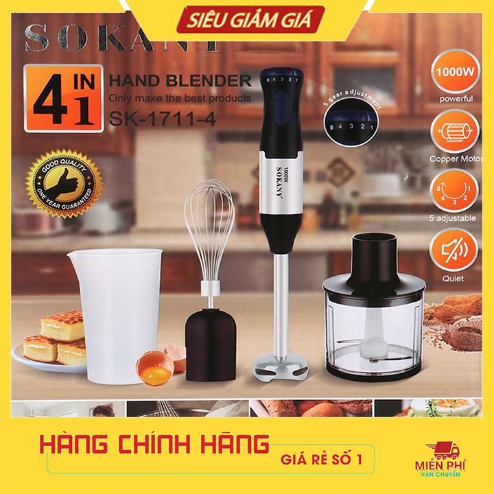 Máy Xay Thực Phẩm, Xay Sinh Tố, Thịt cá Chính Hãng Sokany 4 in 1