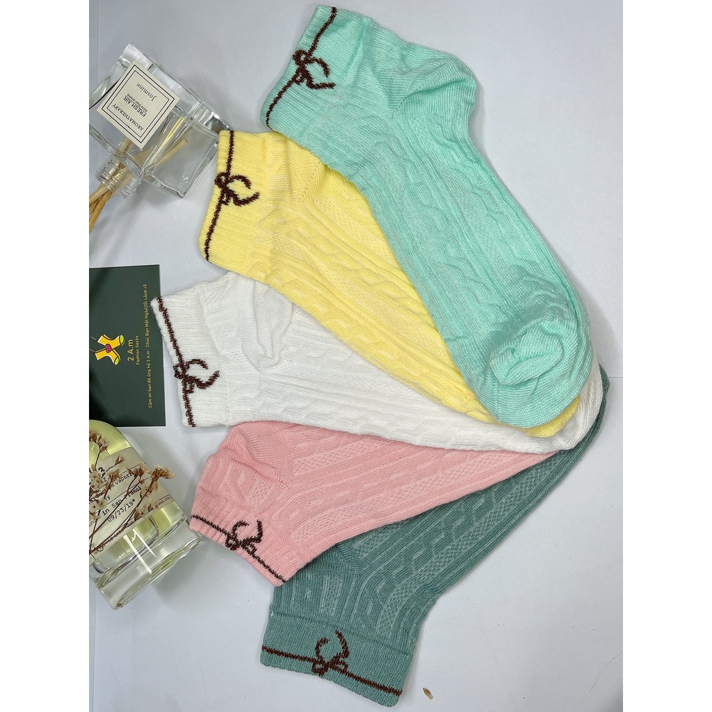 Tất Vớ Cổ Ngắn Nữ Hoạ Tiết Vòng Thời Trang Unisex Hàn Quốc