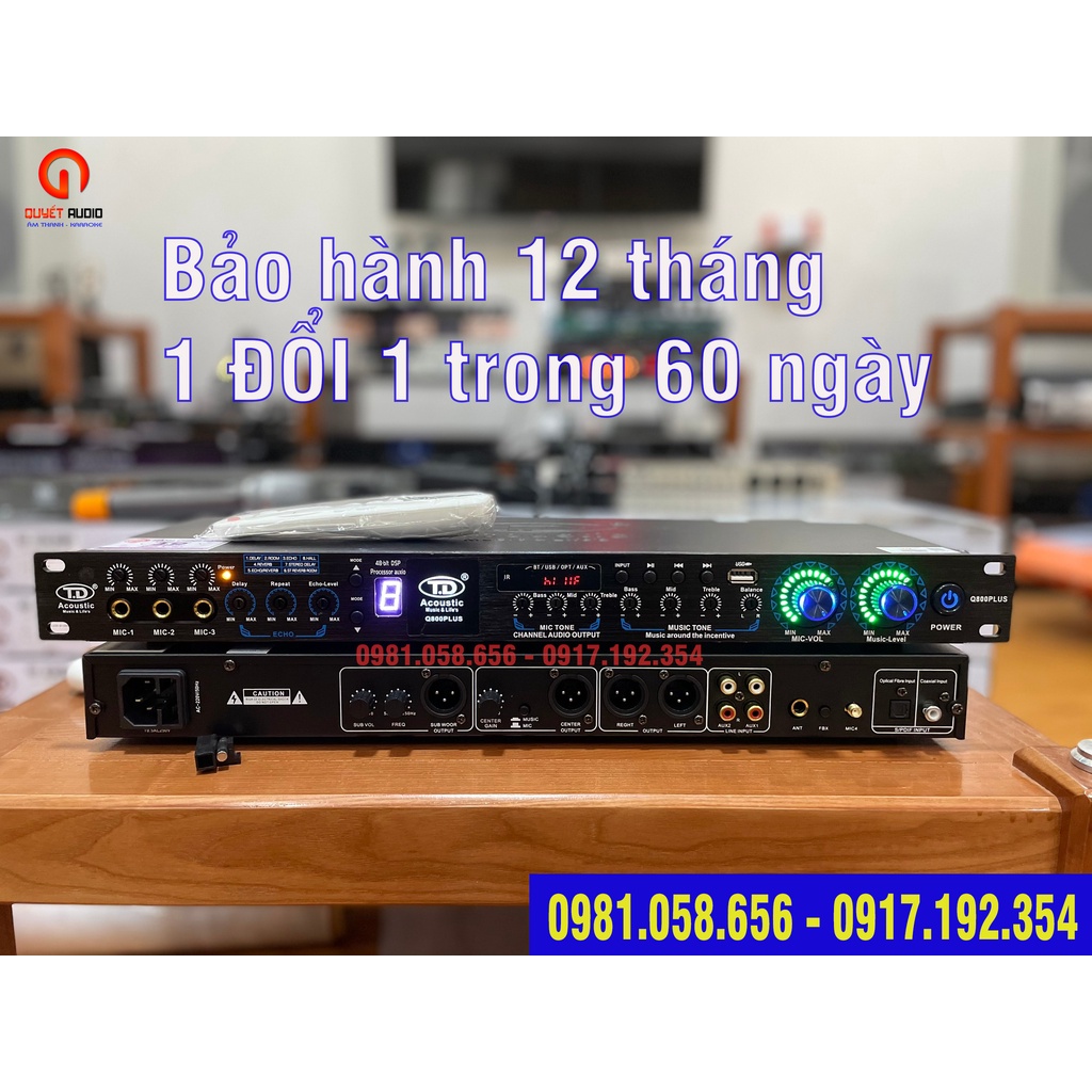 Vang TD Q800 Plus có điều khiển + 8 chế độ Echo ( Vỉ Xanh)