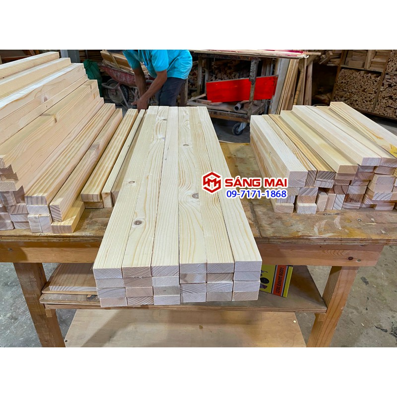 [MS12] Thanh gỗ thông 2cm x 4cm x dài 1m + láng mịn 4 mặt