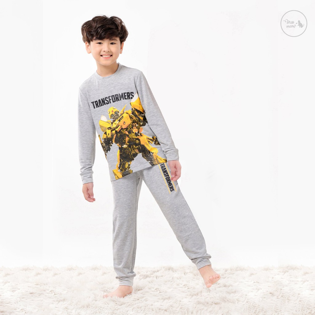 [Made in Vietnam] Bộ dài tay bé trai BIGFOX - MISS MEOW size đại, bộ thu đông cho bé chất cotton in Robot 2-11 tuổi