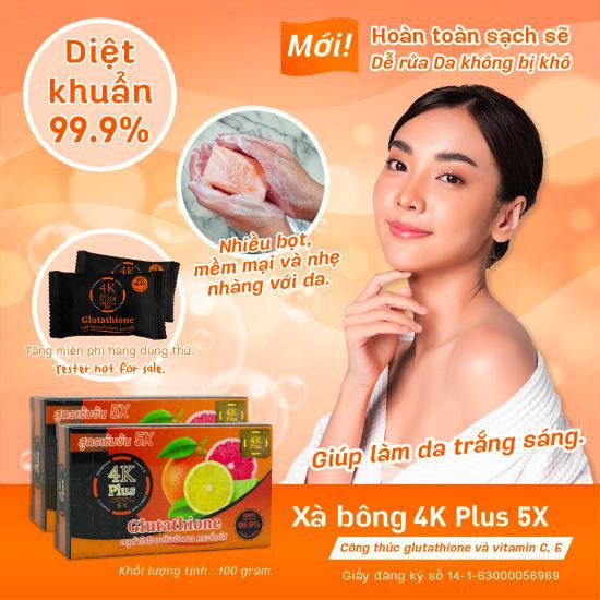 Soap Xà Phòng Face and Body 4K Plus Glutathione mini