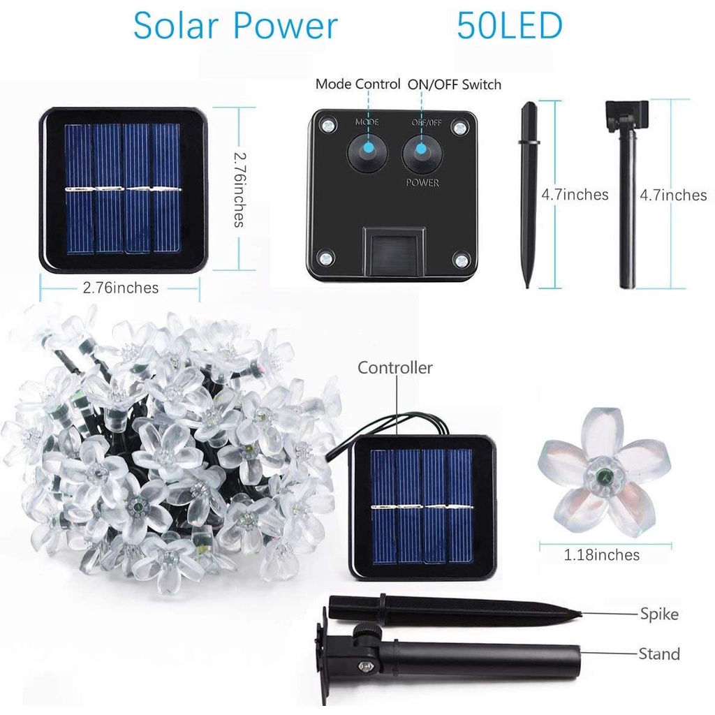 12M100LED năng lượng mặt trời ánh sáng giáng sinh ánh sáng anh đào 8 chế độ nhấp nháy không thấm nước câu chuyện cổ tích chiếu sáng sân vườn trang trí sân