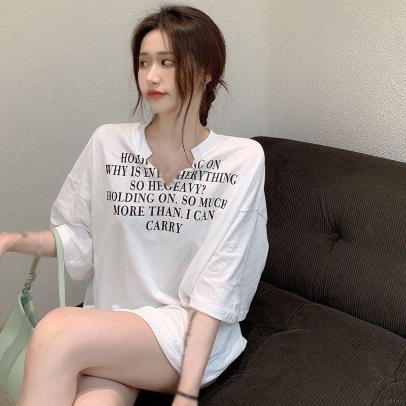 Áo Thun Form Rộng Cổ V Ngắn Tay Thời Trang Dành Cho Nữ