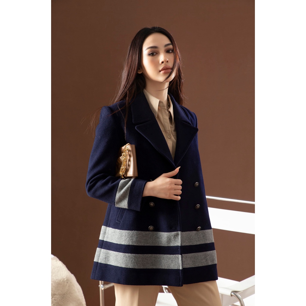 Áo vest cổ hai ve tròn phối thân D.CHIC MS: 160293