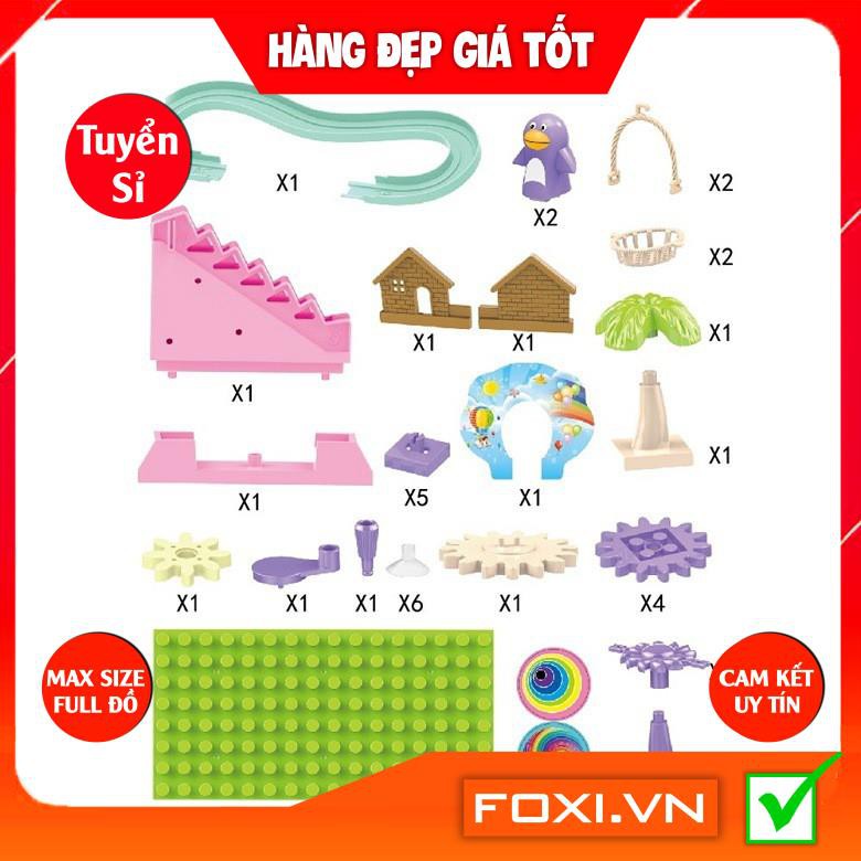 Bộ Đồ Chơi Đường Ray Bãi Biển-Xếp Hình Công Viên Nước-Lego Kích Thích Trí Thông Minh-Khéo Léo