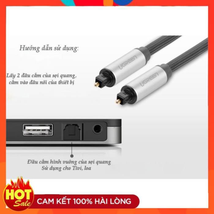 [Chính Hãng] Cáp audio quang (Toslink, Optical) 1M Ugreen 10539 vỏ nhôm cao cấp- hàng bảo hành chính hãng 12 tháng