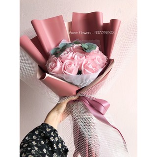 Bó hoa hồng sáp hồng nhạt