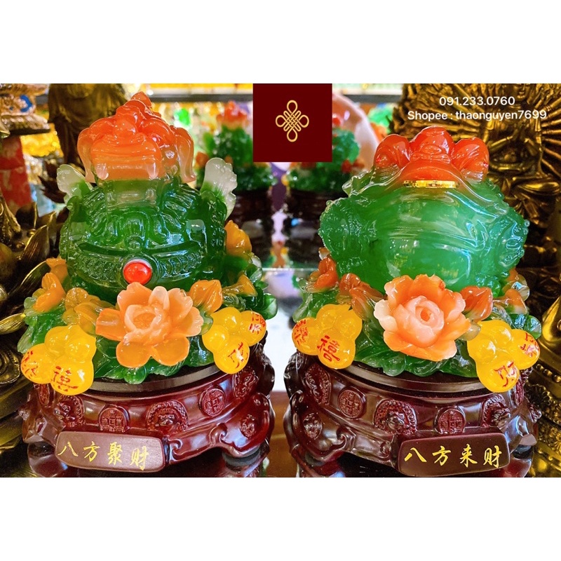 Cặp tượng cóc và tì hưu đế hoa mẫu đơn hồ lô phong thuỷ