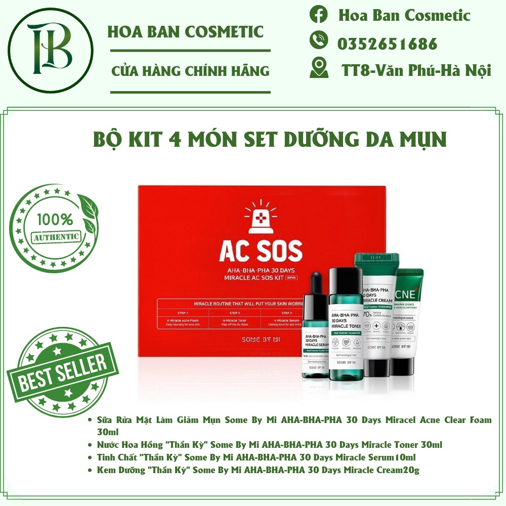 Bộ Kit 4 Món Set dưỡng da mụn Some By Mi AHA- BHA-PHA 30 Days Miracle Starter - HB0050