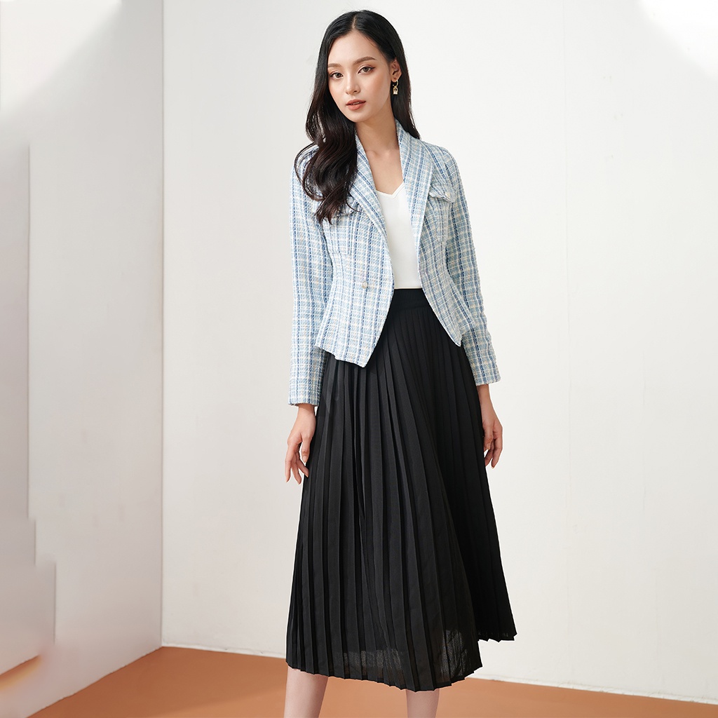 Áo Khoác Vest Len Tay Dài Công Sở LEOSWEARING Áo Dạ Ngắn Nữ Hàn Quốc Chất Len Mềm Dày Cài Nút Tôn Dáng D81